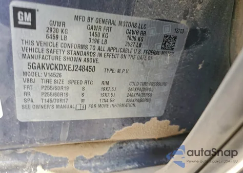 2014 Buick Enclave z USA, uszkodzony, nr VIN 5GAKVCKDXEJ248450